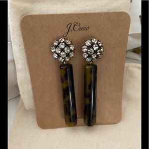 NWT J Crew tortoise and crystal earrings